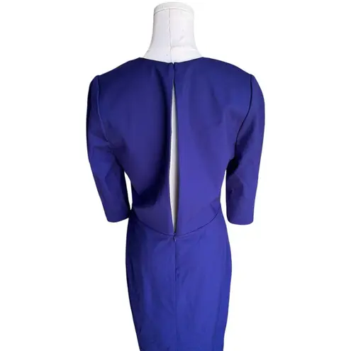 Lafayette 148 New York - Navy Blue Wool Blend Sheath Dress Sz 6