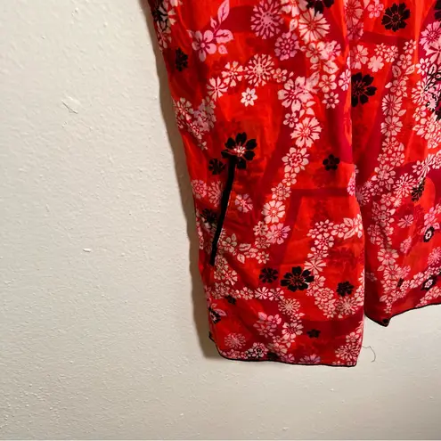 Koi by Kathy Peterson Scrub Top Red Hawaiian Floral Hearts S
