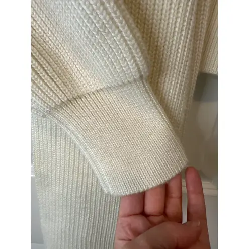 Anna October Ivory Wool Scarf Sweater XS Ribbed Knit Designer Pullover