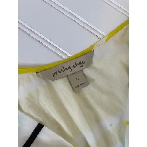 Presley Skye Sloane Belted Silk Blend Stripe Dress Mini Yellow White Pink Size L Size L