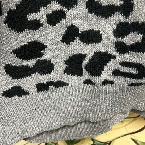 Unbranded Woman’s Leopard Print Long Sleeve Acrylic Cardigan Sweater OS Black Size undefined