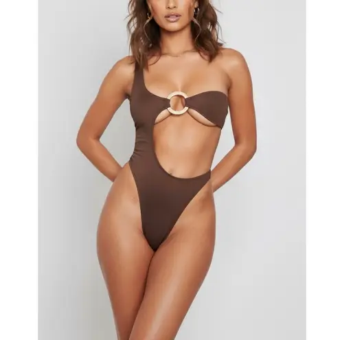 ADORA SWIM Adora One Shoulder Swim, Brown, Medium Brown