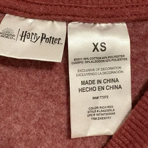 Harry Potter Womens Wizarding World Of Sweatshirt Size XS Pullover Maroon