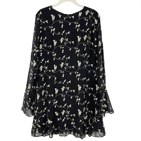 La Maison Talulah Night Spark Floral Chiffon Mini Dress Size XL Black