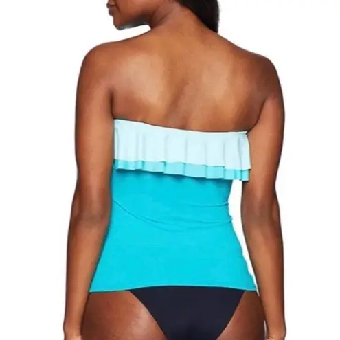 Bleu Rod Beattie  Swim Tankini Top Size 10 Ombré Ruffle Beach Blue Straps NWT