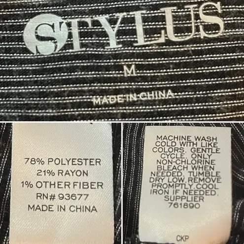 Stylus Comfy Stripe Short Sleeve Asymmetrical Tshirt Black White M Size M