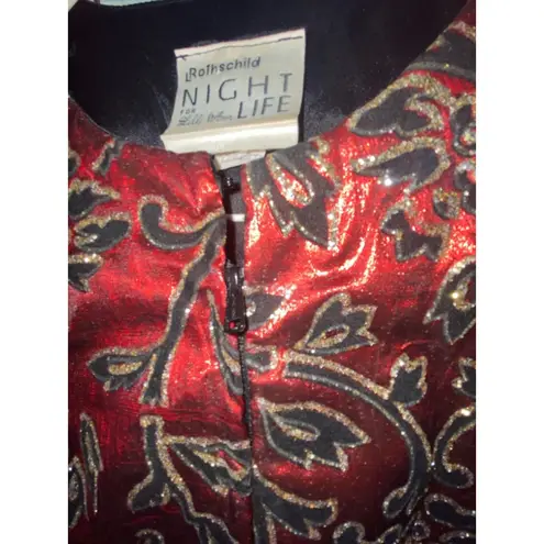 Women's Rothschild Red Black Floral Jacket Size L Size L