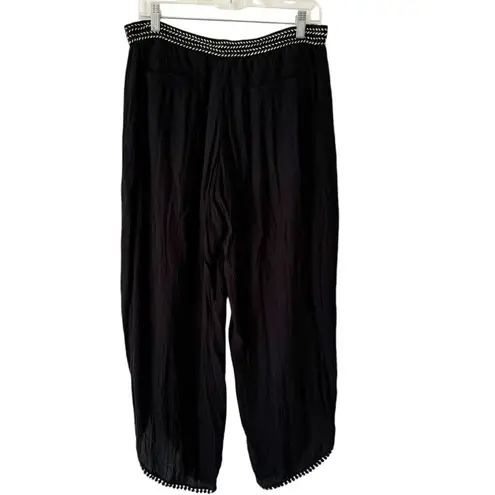 Hei Hei Anthro Black Guazy Pull On Flowy Pants Beachy Boho Hippie Tulip Hem XS