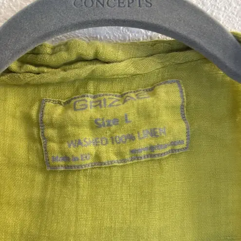 Grizas 100% linen button up cardigan lime green Size L