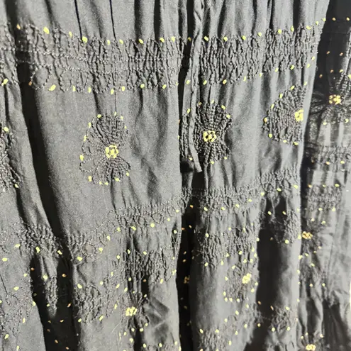 Shade Dress Women S Black Embroidery 1/2 Sleeve 100& Cotton Boho Coastal Minimal