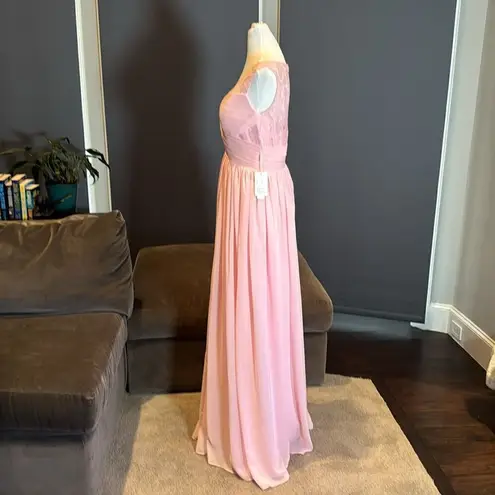 Women’s Pink Full Length Sleeveless Chiffon Bridesmaid Dress Zip Up Size 8 NWT