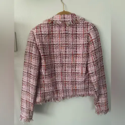 Teri Jon by Rickie Freeman Pink Preppy Wool/Silk Tweed Blazer Bow Jacket Blazer Size 2