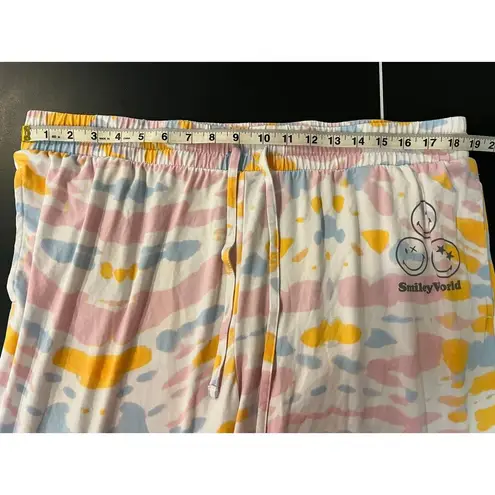 Smiley World Women's XL Graphic Print Pajama Pants Multicolor Tie Dye Soft Yellow