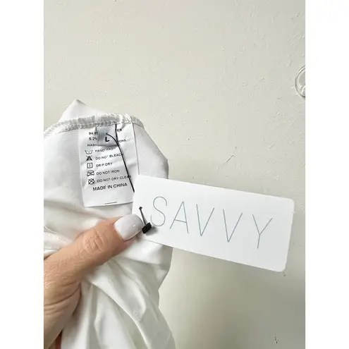 Savvy NWT Magda 3D Flower Sleeveless Halter Beach Midi Dress White Womens Size L