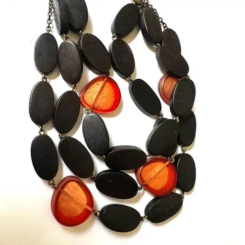 Coldwater Creek triple strand brown and orange statement necklace