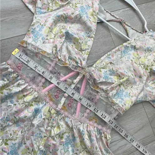 For Love & Lemons  Dress floral glitter garden slip womens Pastel medium romantic