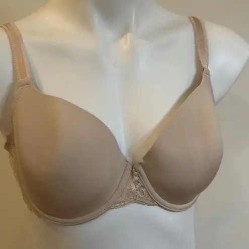 Wacoal French Garden Contour Bra sz 36D Beige Underwire Smooth Cup Bra