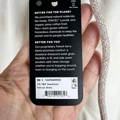 Allbirds NWT Women's The R&R Sweatpants Small Natural White Sustainable Athletic