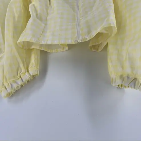 AVAVAV Firenze Sheer Gingham Puff Sleeve Top Feminine Prairie Lightweight Yellow Size L