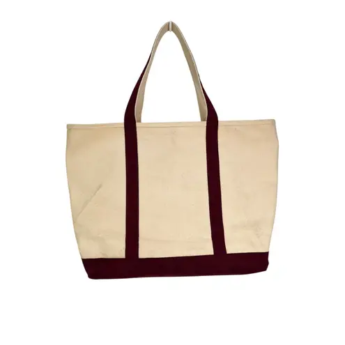 L.L.Bean  Boat Tote Canvas Burgundy Trim