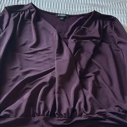 EXPRESS  Deep Purple Wrap Bodysuit - Image 3
