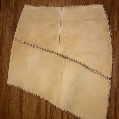 American Vintage Vintage tan leather skirt, size 6/28 inch BoHo