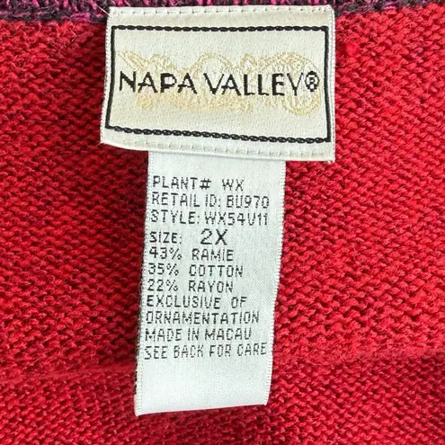 Napa Valley Whimsical Patch Print Pink and Red Cardigan Sz XL