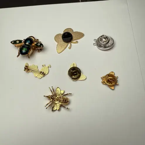 Insect Brooch & Tack Pins Lot Of 7 Caterpillar Butterfly Ladybug Bee