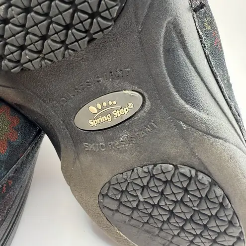 Spring Step Professional Nurse Shoes Black Clogs Flowers Sz 6M Manila Flpwer