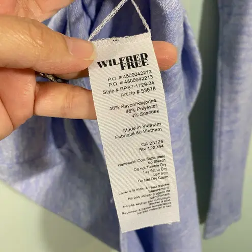 Wilfred Free Aritzia Women's Heather Blue V-neck Long Sleeve Top Size S