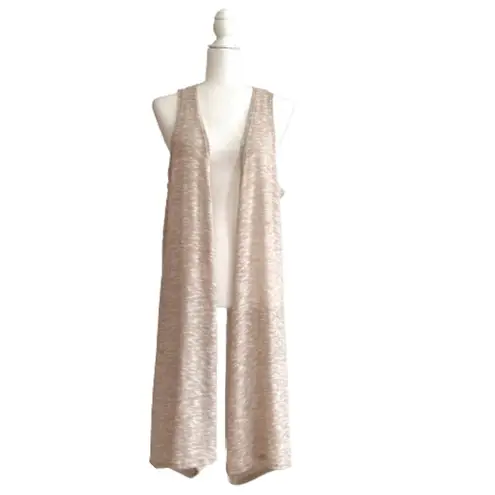 Simply Lara Duster Kimono Lace Detail Open Front Sleeveless Neutral Beige XL NEW Tan