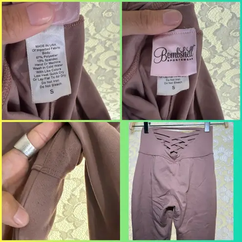 Bombshell sportswear Mauve pink nude High-Waisted Leggings very sexy back small