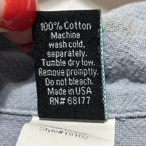 MiB Women Tunic Top 2X Slate Blue Button Front Textured Cotton Lagenlook Coastal