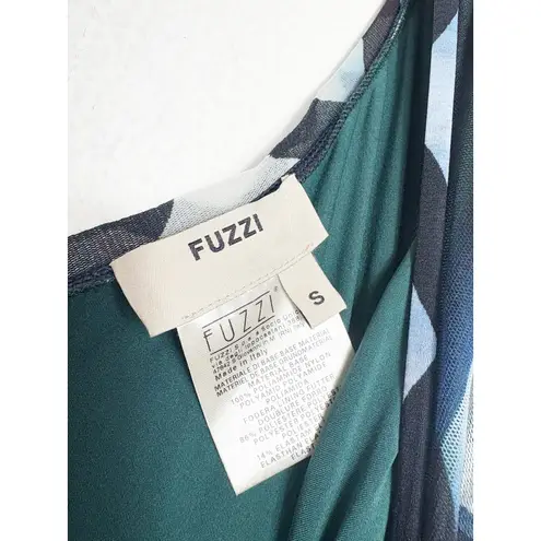 Fuzzi Floral One Shoulder Mesh Jumpsuit Size Small Blue Stretch Cropped Wide Leg