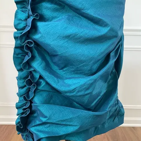 Badgley Mischka Teal Blue Green One-Shoulder Mini Dress 12
