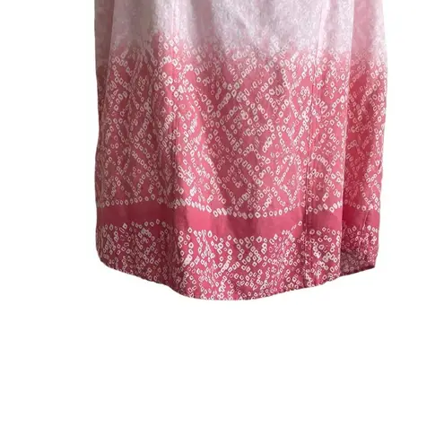 Westbound  Women Linen Blend Top XL Ombre Pink Square Neck Flowy Boho Festival