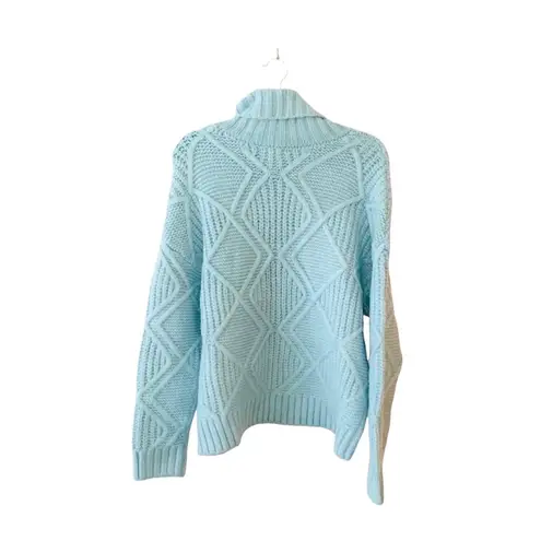 Caslon NWT Light Blue Chunky Cable Knit Turtleneck Sweater