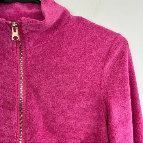 NWT Pretty Garbage Pink Cropped Terrycloth Zip Up Sweatshirt/Jacket Size Small