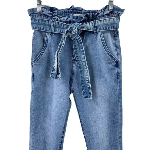 Prestige Denim Paper Bag Waist Skinny Jeans Medium Wash Size Small Blue