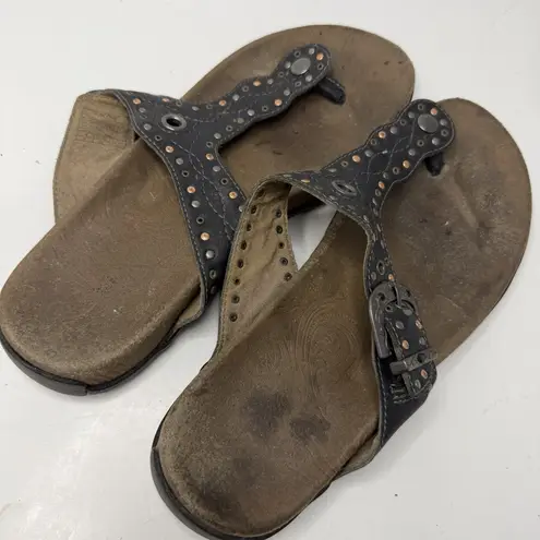 Taos Siren Embellished Leather Buckle Casual Comfort Sandals Womens Size 8 Brown