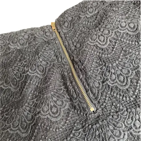 Foreign Exchange Lace Scallop Mini Skirt Zipper Eyelet Black Extra Small Gold