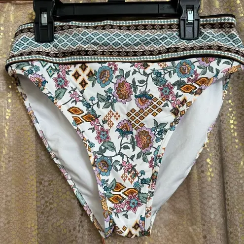 Freshwater Floral Grecian Cutout Tankini And Swim Bottoms Set Medium