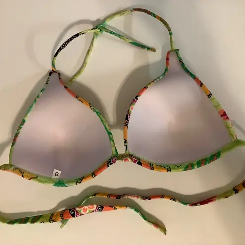 Recco Size Large Brazilian Green Tropical Print Bikini Top. New