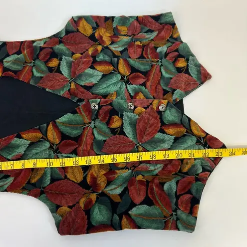 Vintage Corduroy Vest 90s Fall Plants Retro Academia Button Front Medium