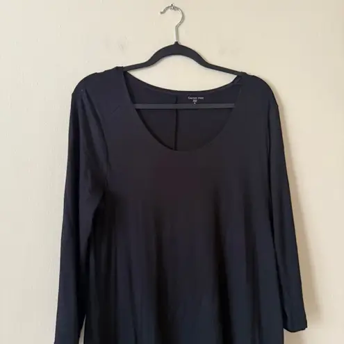 Garnet Hill Black Knit Trapeze Dress 3/4 Sleeves SZ M