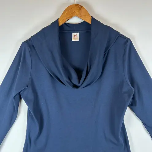 Peruvian Connection Womens Top L Blue Long Sleeve Cowl Neck Knit Pullover