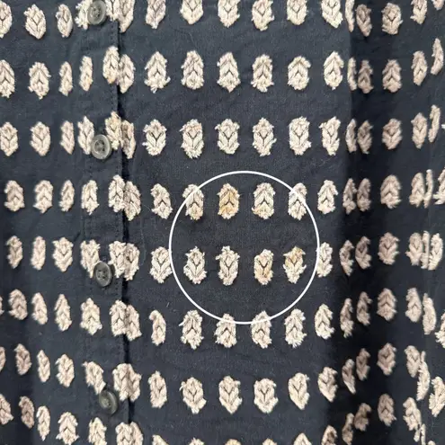 Pilcro Anthropologie Tavi Textured Black Blouse XS Cotton Bohemian Boho Shirt