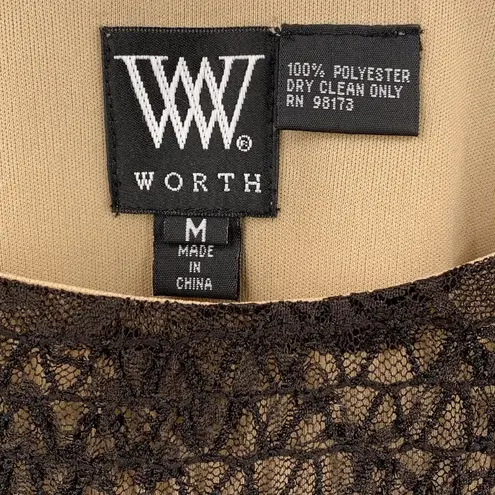 Worth Black Stretch Lace Long Sleeve Top with Sequin Trim – Size M Size M