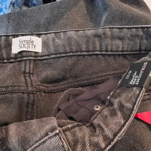 Simple Society Juniors Crop Jeans High Rise Straight Leg Distressed Size 15/32
