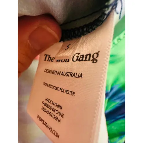 Free People THE WOLF GANG Calypso Green Blue Maxi Long Sleeve Dress sz Small